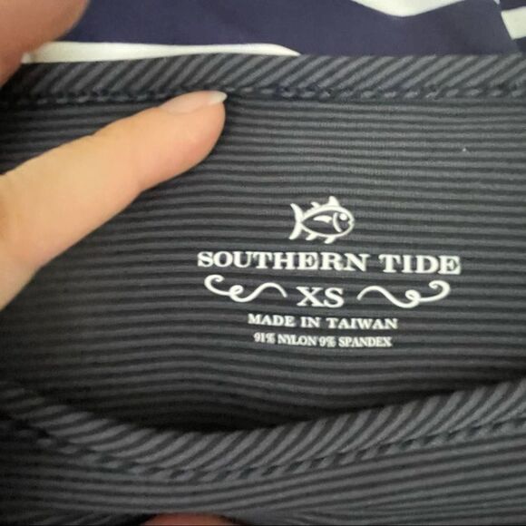 Southern Tides Striped Spandex Stretch Knit Ruffled Short Sleeve Dress  XS #KK - Picture 8 of 9